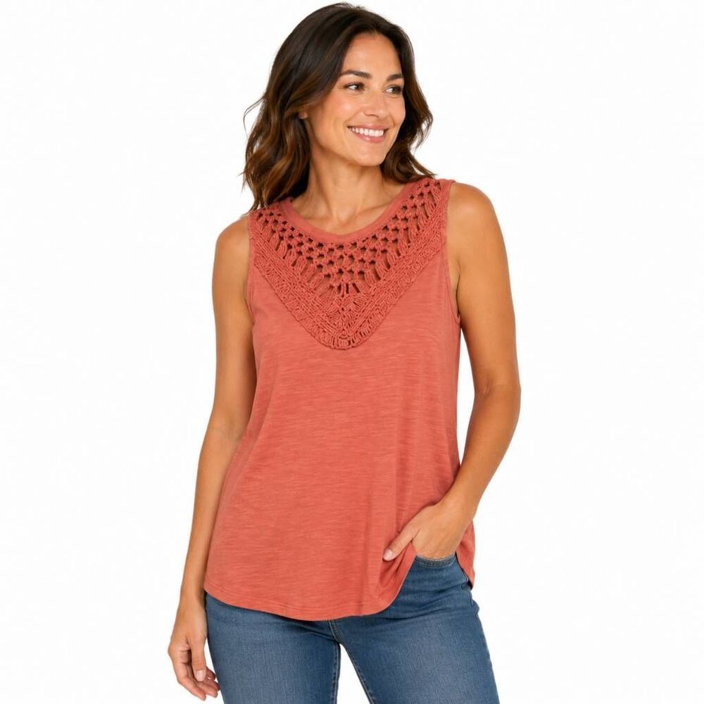 Maurices Crochet Neck Sleeveless Tank Top S
